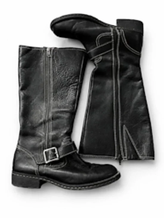 Comfortiva Black Leather Riding Boots Women’s Side Zip Buckle Sz 10 Wide