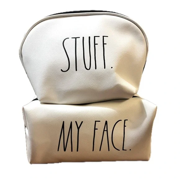 Rae Dunn “MY FACE.” & “STUFF.” Women's Zip Up Travel Bags