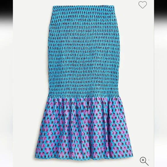 J.Crew‎ Smocked Skirt in Layered Floral Block Print Size 4