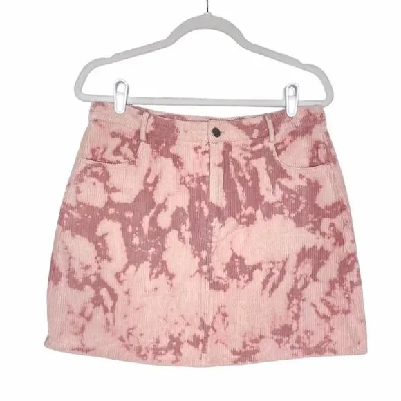 Le Lis Tie Dye Print Corduroy Mini Skirt Pink Size Large Club Concert Y2K New