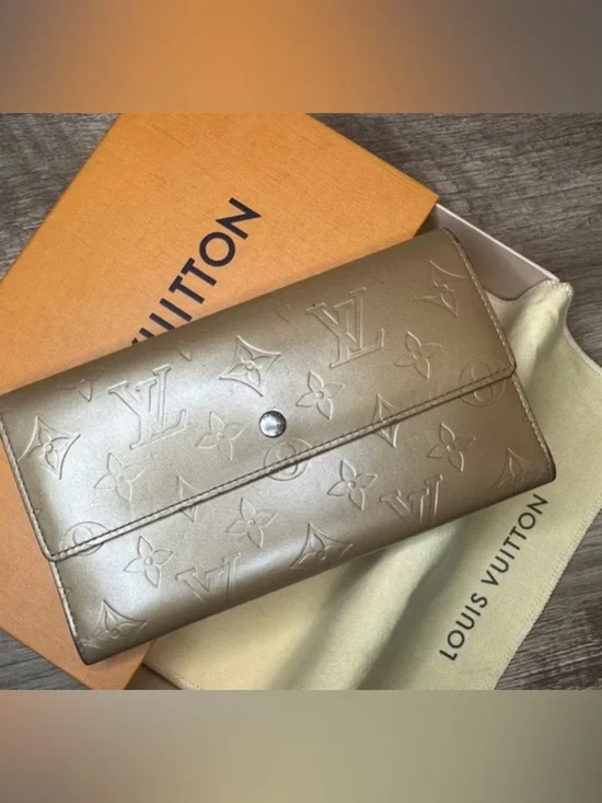 Louis Vuitton Matte Gold Monogram Long Wallet. Rare
