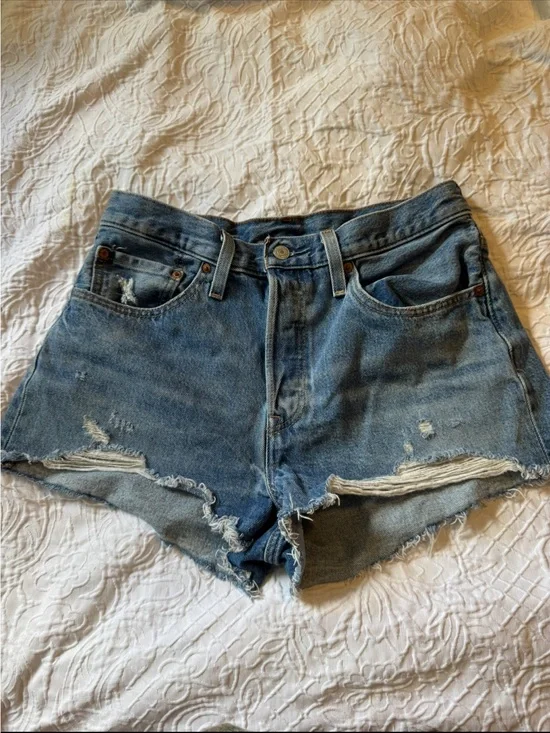 Women’s Distressed Denim Shorts - Blue