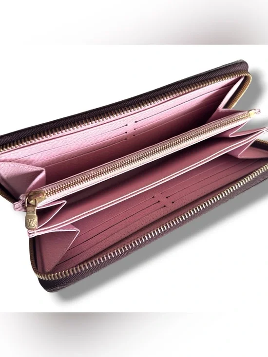 Louis Vuitton Zippy Wallet Damier Ebene Rose Ballerine N60046 COA + D/B + Box
