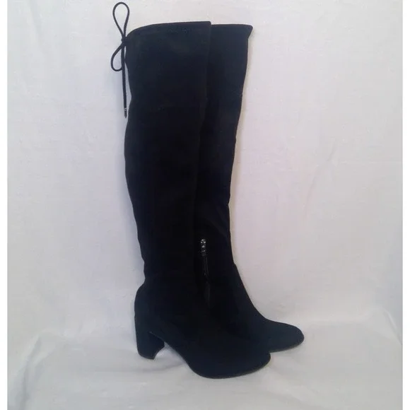 Marc‎ Fisher Over the Knee Boots Women's size 8.5 M Tie Back Detail Block Heel