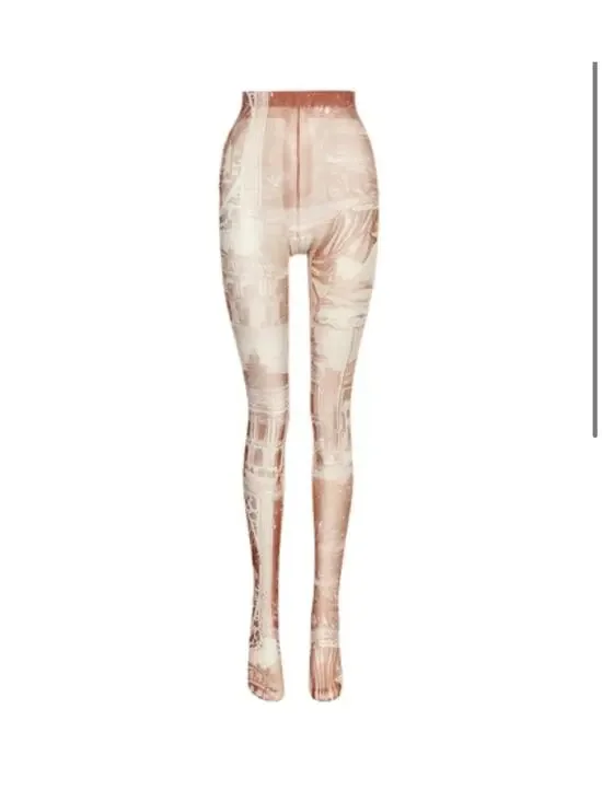 Acne Studios Trompe L'Oeil Architectural Print Tights XS Brown NWT