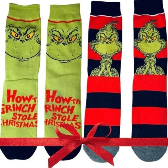 NWT Lot of 2 Grinch Socks - Size Medium (US 6-10) - Christmas / Holiday Season