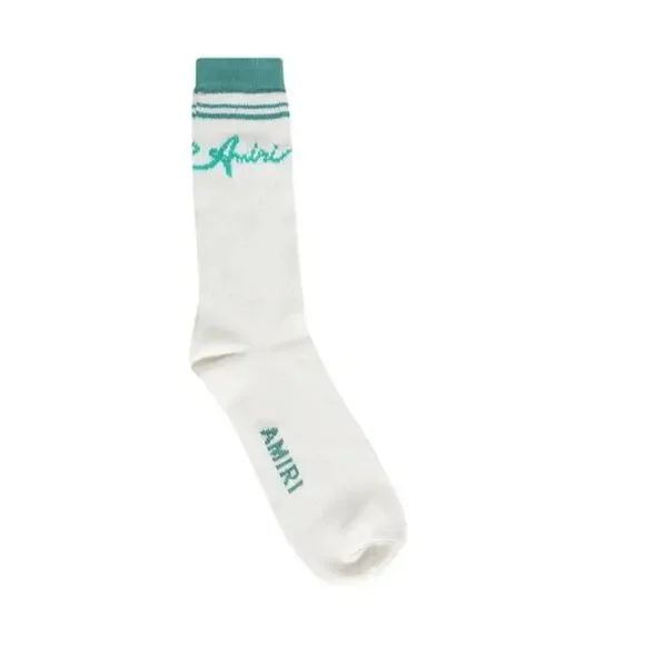 Amiri Wave Socks 'Sea Blue', White, One Size, NWOT Open package