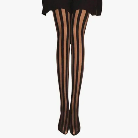 Sexy Sheer Wide Vertical Stripe Tights