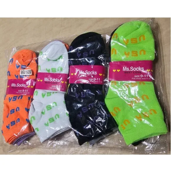 Women's USA Socks, Crew Socks, 12-pack