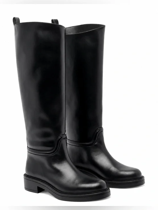 Stuart Weitzman Black Over-the-Knee Leather Riding Boots