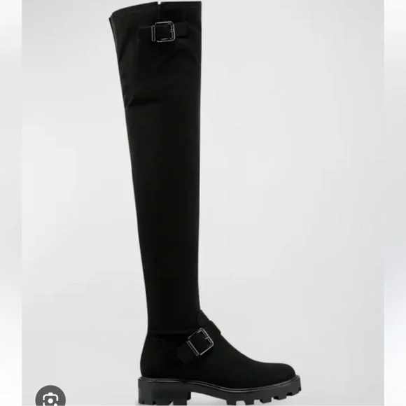 🌸MARC FISHER🌸 Ganven Lug Sole Biker Thigh-High Boots in Black  Size: 6M