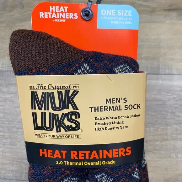 Muk Luks Heat Retainer Insulated Thermal Socks Shoe Sz 10-13 Cold Weather Snow