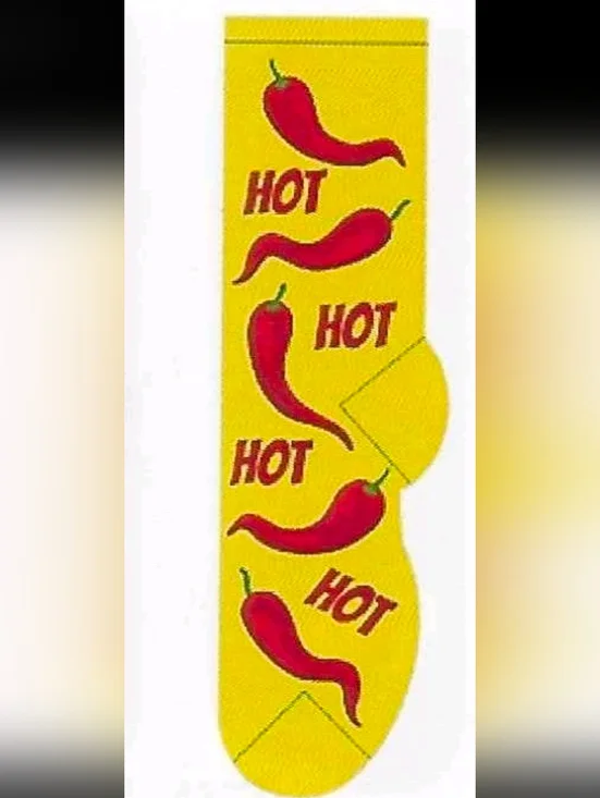 new FOOZYS‎ Hot Chilli Peppers Yellow Crew Socks Novelty size 9-11 unisex