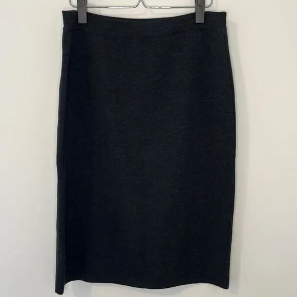 Bally Grey Sweater Knit Virgin Wool Pencil Skirt Sz 8 Made in Italy