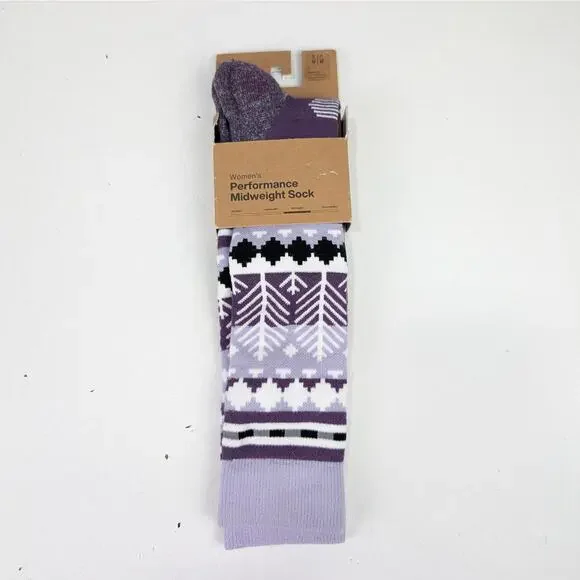 Burton Women's Small/Medium Midweight Performance Ski Sock Purple/Black/White
