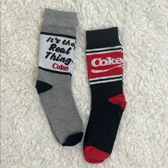 Coca-Cola Crew Socks Unisex Red Gray Black Loungewear Costume