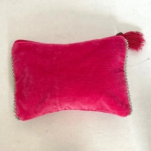 Jane Marie Velvet Clutch w/gold detail and adorable Tassel - Pink NWT