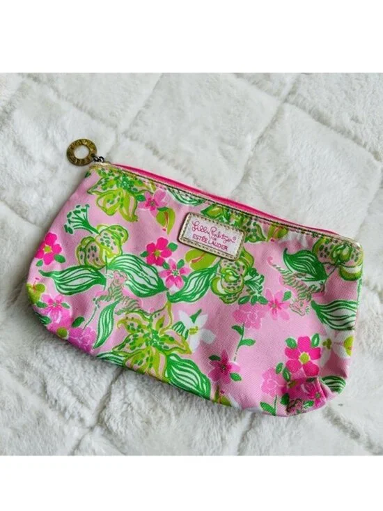 Lilly Pulitzer X Estee Lauder | FLAWED Pink Tiger Floral Cosmetic Case