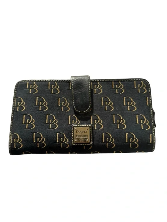 Vintage Dooney & Bourke Black Wallet with Gold Monogram