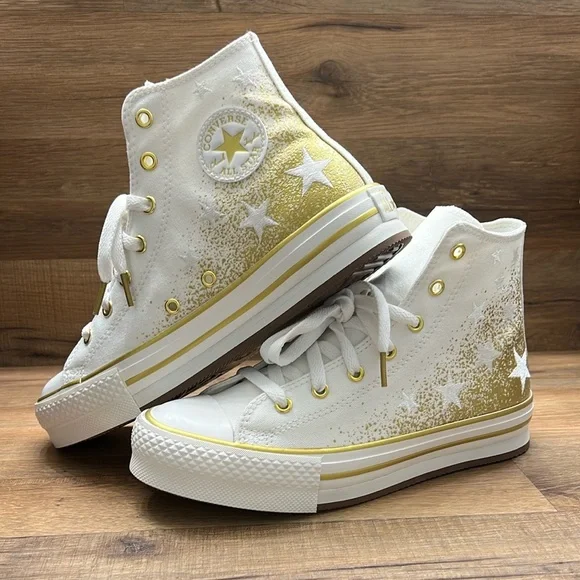 Converse High-Top Sneakers - White and Gold