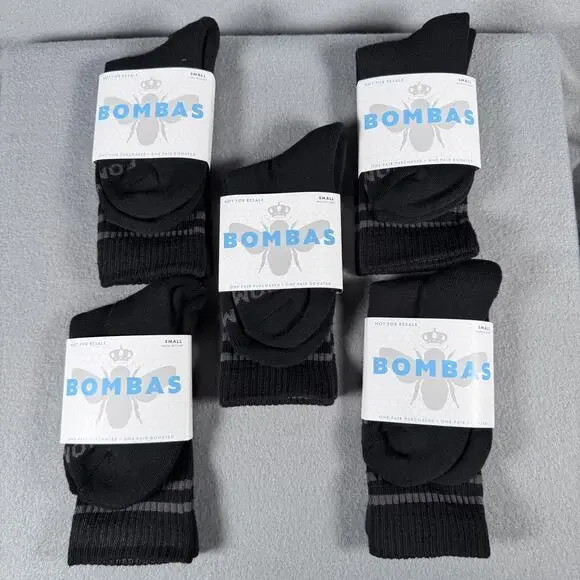Bombas Small Black Donation‎ Socks Honeycomb Arch Support Antimicrobial 5-Pack