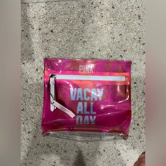 VS Victoria Secret PINK makeup bag new NWT pink blue ocean beach