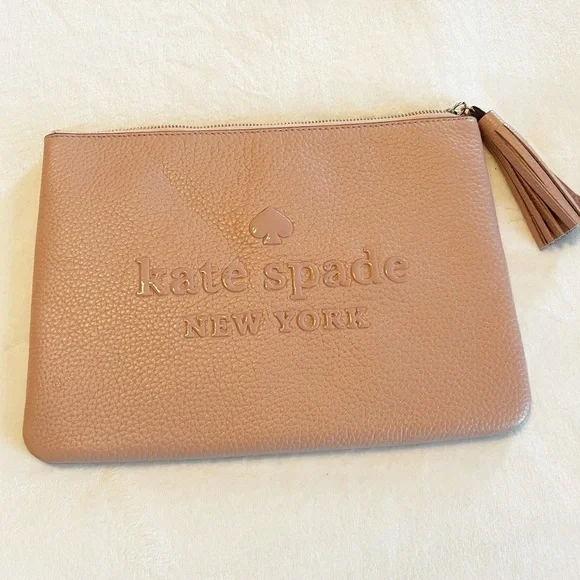 Kate spade ♠️ large tassel pouch logo rose pink