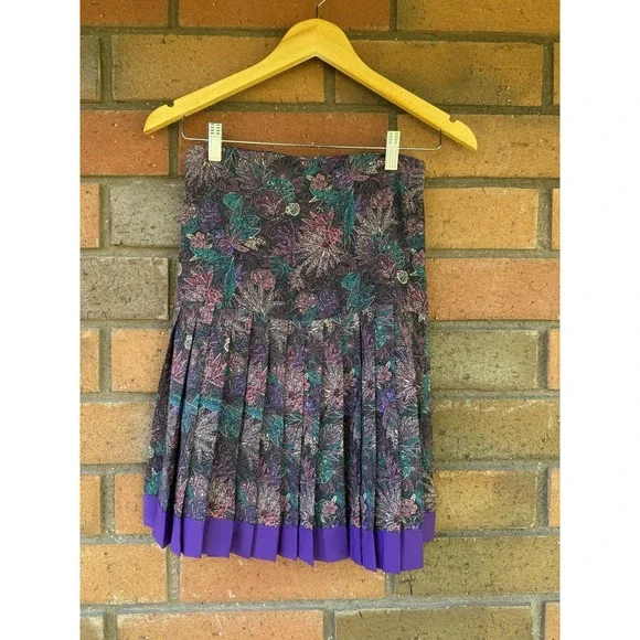 Vintage Pleated Skirt Sonya Ratay For San Andre  Floral 90's | Womens Size 8