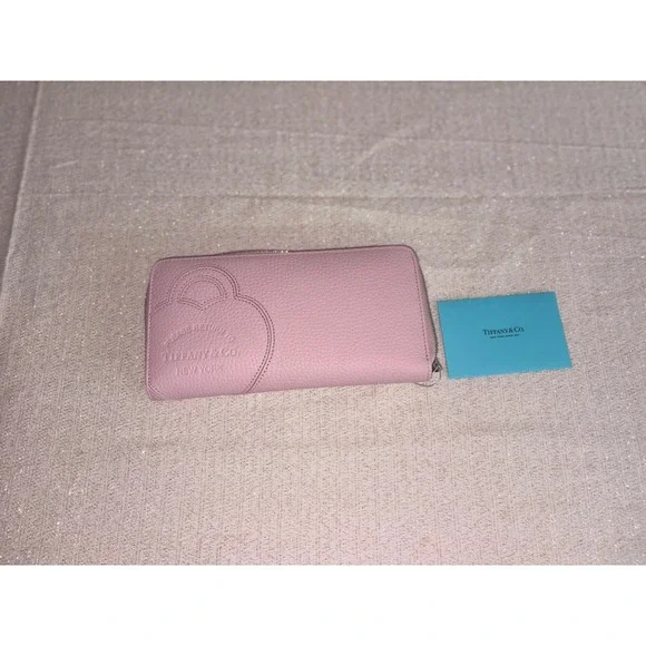 Tiffany & Co Zip Around Wallet OS Pink New Grained Leather Return to Tiffany
