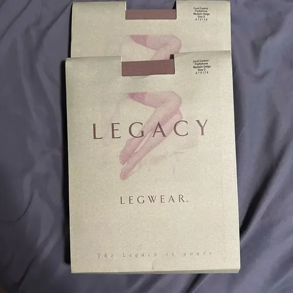 QVC Legacy Legwear Panty Hose Cool Control Color Medium Beige, Bundle of 2