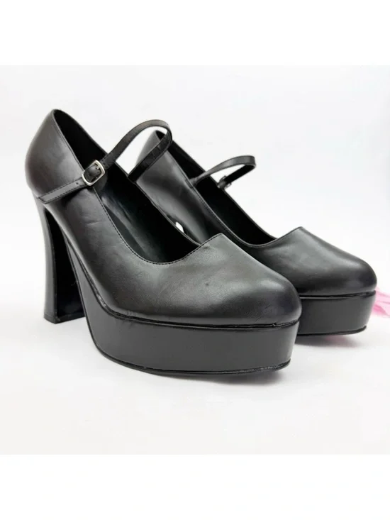 Demonia Dolly-50 Mary Jane Platform Heels Black Vegan Leather Goth Grunge Punk