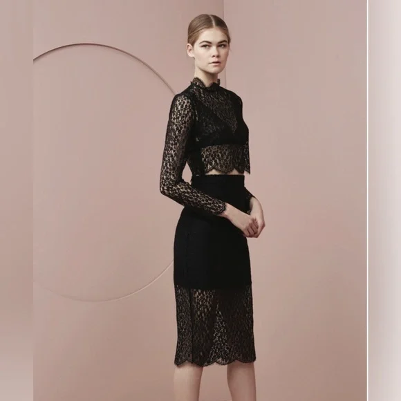 KEEPSAKE the Label Black Lace Midi Skirt