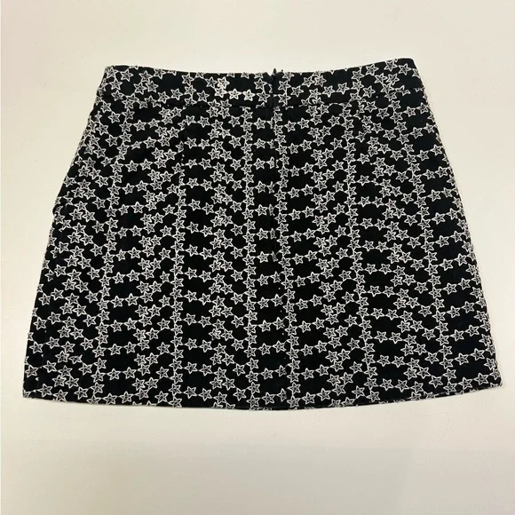 Storia Black And White Star‎ Pattern A-Line Lined Mini Skirt Women’s Size S