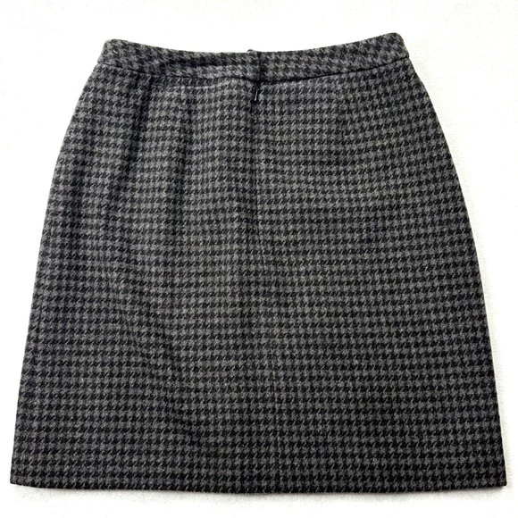 J.Crew Grey Black Houndstooth Wool Blend Mini Skirt Size 2 / 26 See Measurements