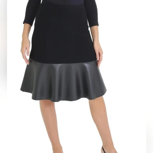 Sioni Milano Leather Trim Skirt