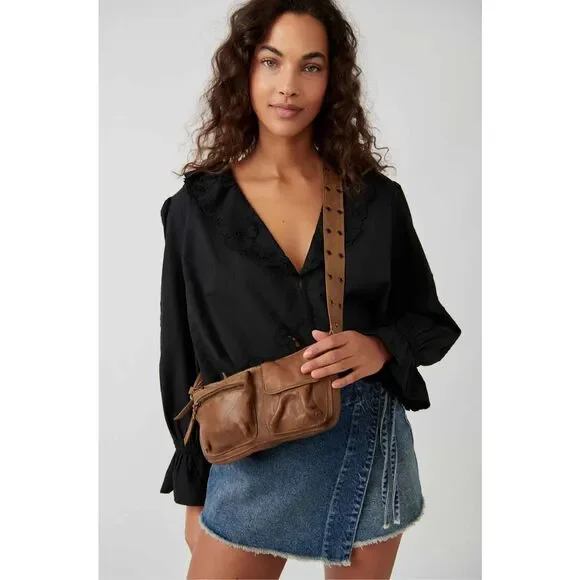 Free People Wade Sling Leather Shoulder Bag