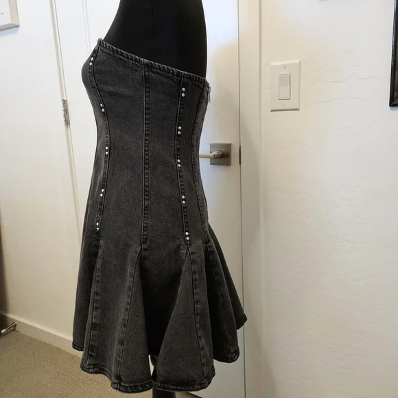 Wild Fable Black Denim Backless Dress, size S
