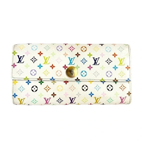 Louis Vuitton‎ Multicolor Sarah Wallet Takashi Murakami Blanc White Vintage Y2K