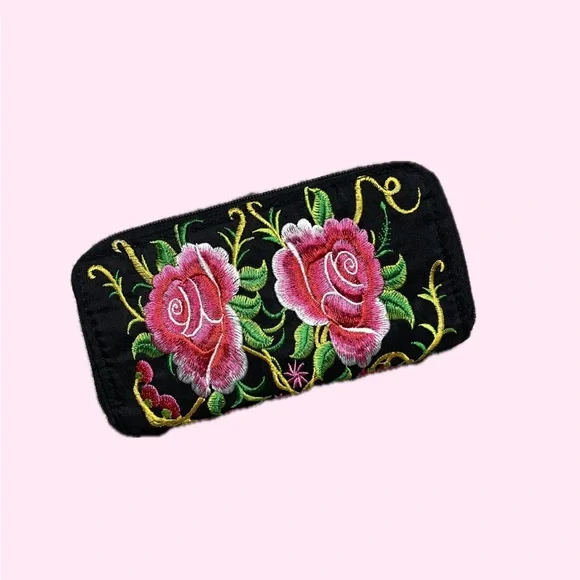 Embroidered Floral Large Wallet