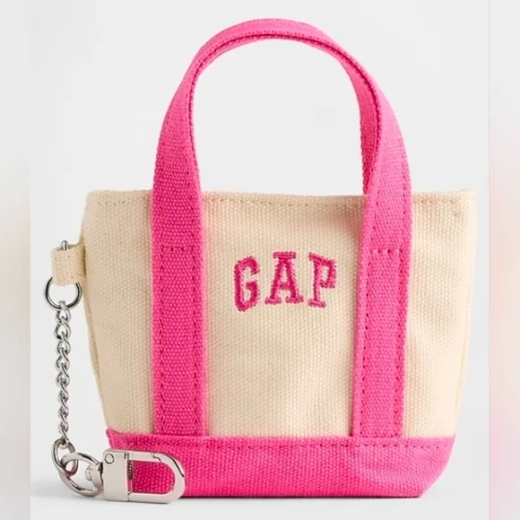 GAP Logo Tote Keychain Charm In Standout Pink