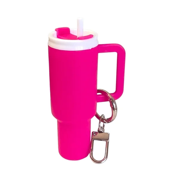 Hot Pink Tumbler Stanley Cup Purse Charm Keychain NWT