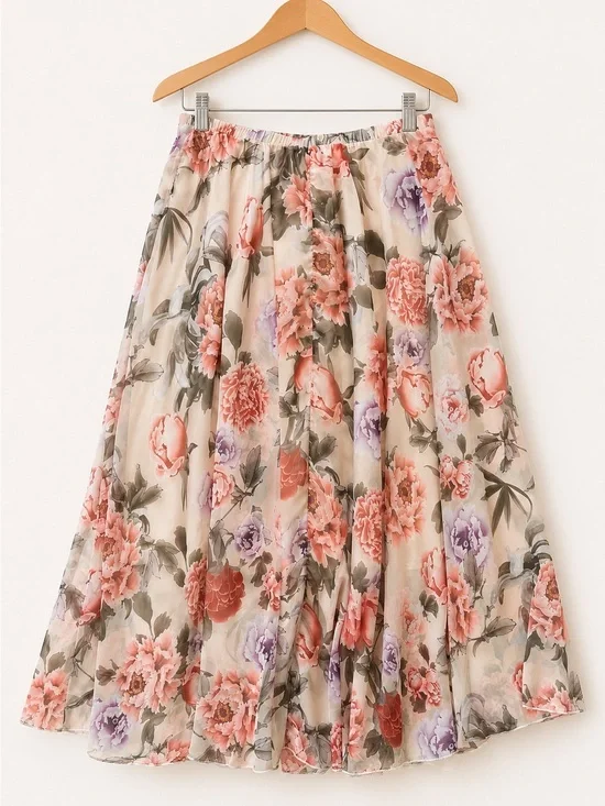 NWT Chicwish Splendid Peony Chiffon Maxi Skirt Floral XS S