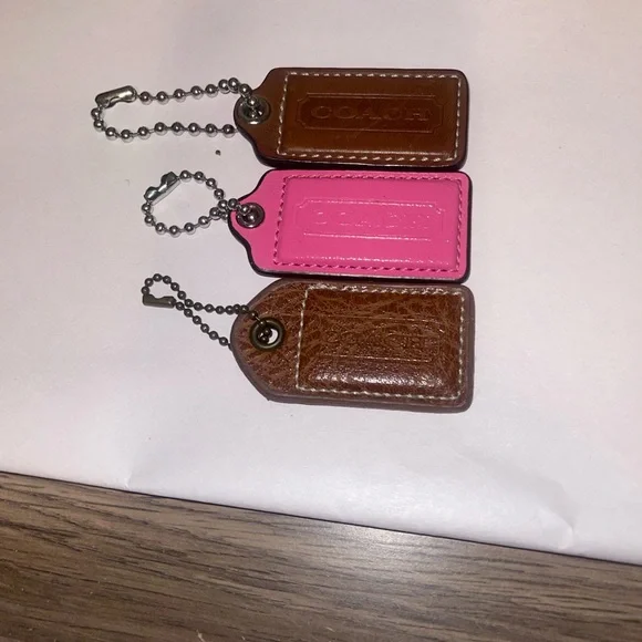 Coach Brown and Pink Leather Keychain