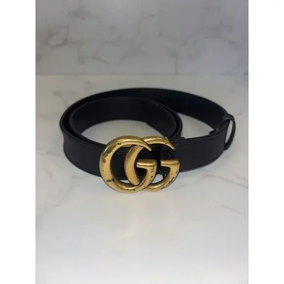 Gucci GG Marmont Belt in Black Leather - Good Condition