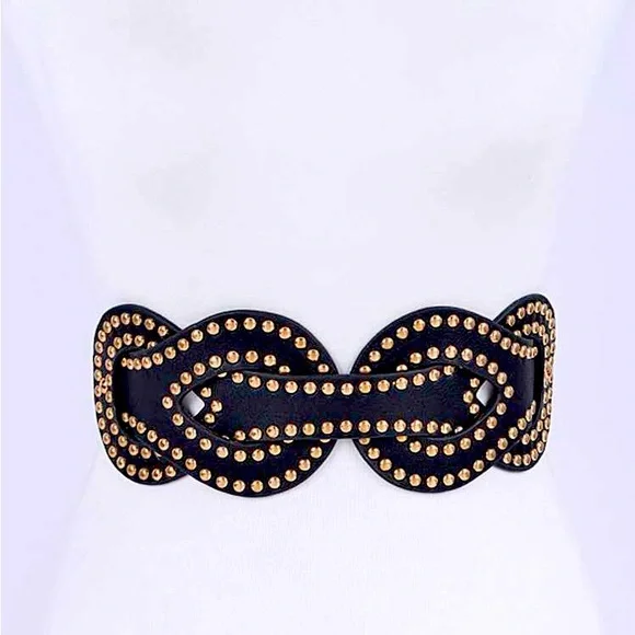 Plus Size Black & Gold Studded Corset Statement Belt