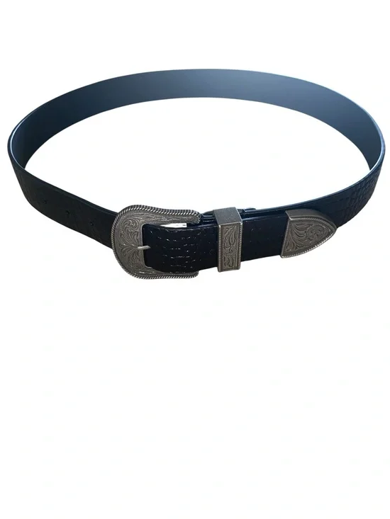 Lauren Ralph Lauren Crocodile Leather Silver Filigree Western Belt cowgirl