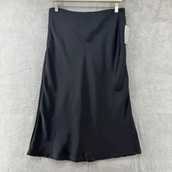 Forgotten Grace Nordstrom Skirt Womens L Black Midi Pencil Flounced Lined New