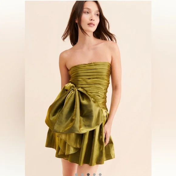 Bhanuni by Jyoti Liquid Metallic Bow Mini Dress