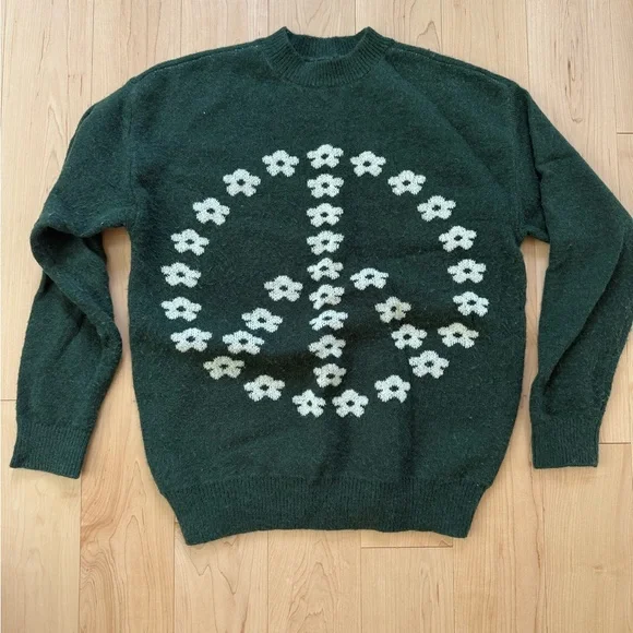 Green Peace Sign Sweater