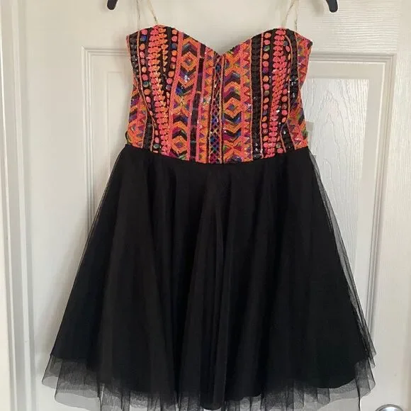NWT! Teeze Me Strapless Black Formal Dress Size 5
